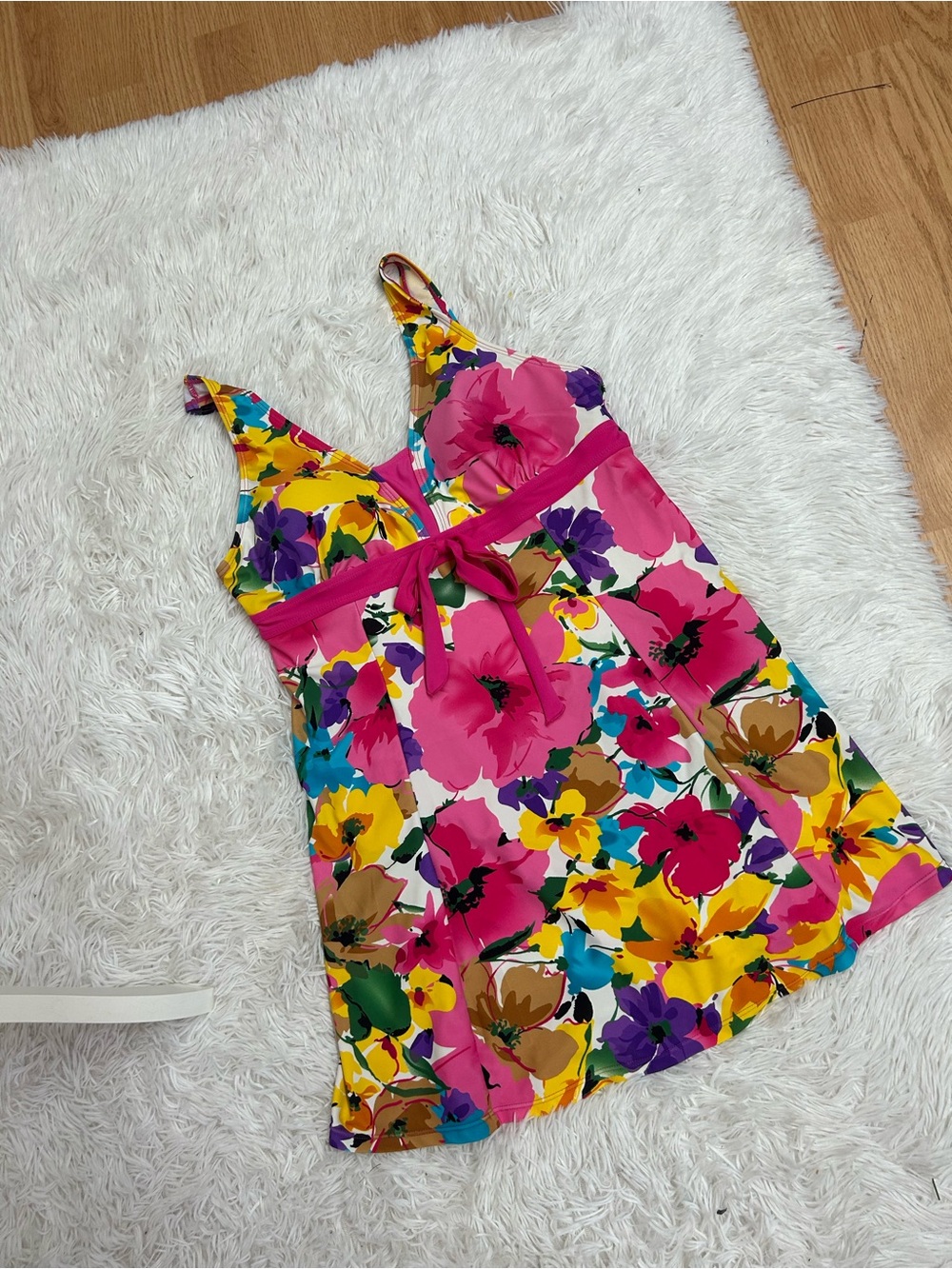 WANTDO Floral Pink Multi Women’s Swim Dress Size 16-18